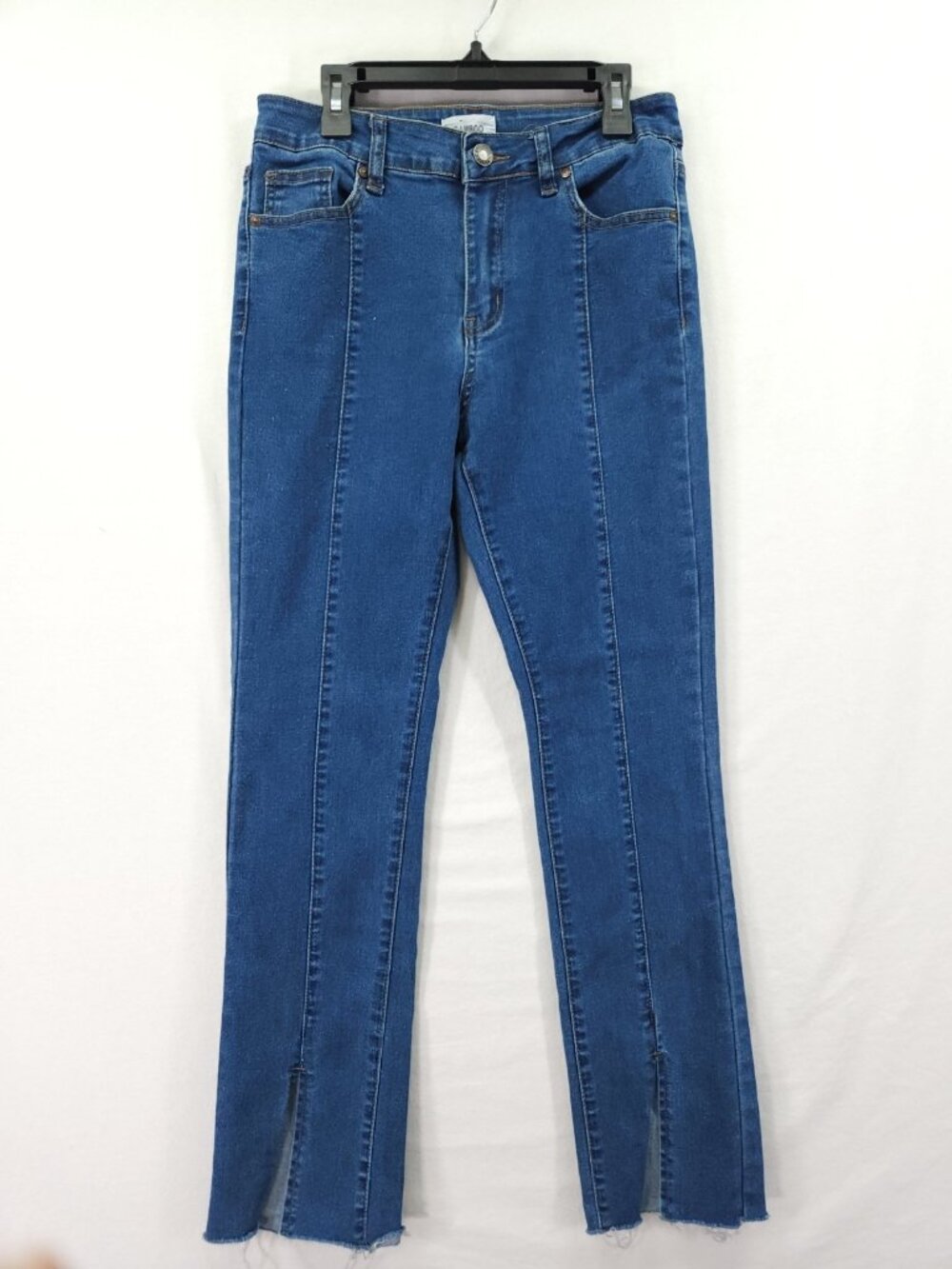 Bamboo Womens Size 13 27x28 Front Seam Split Hem Straight Jeans Raw Edge Denim